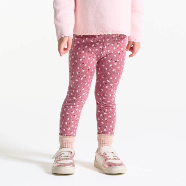 بنطلون ليجينز مطبوع عليه زهور لونه وردي لطفلة رضيعة